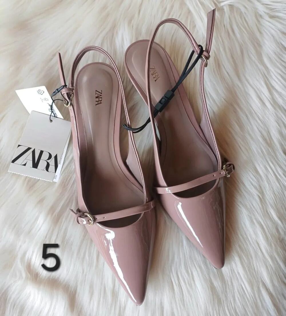 Zara Mauve Pointed Toe Slingback Kitten Heels NWT Blush Pink Pumps